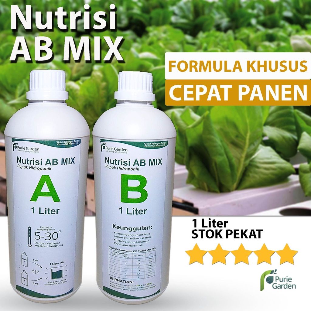 Pupuk Nutrisi AB Mix Sayuran Daun Cair 1 Liter Pekat PG KDR