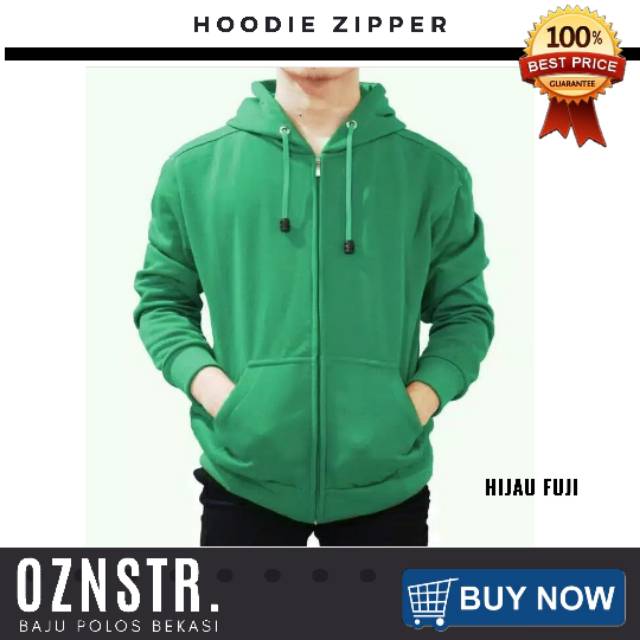 Jaket sweater hoodie zipper hijau fuji murah