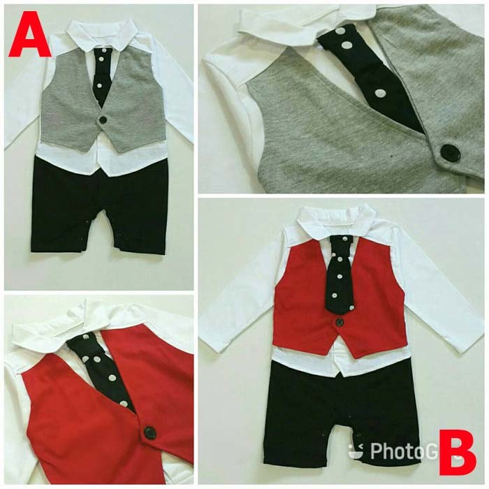 Baju Bayi Laki Laki Baju Kondangan Bayi Romper Kemeja Bayi - Howard