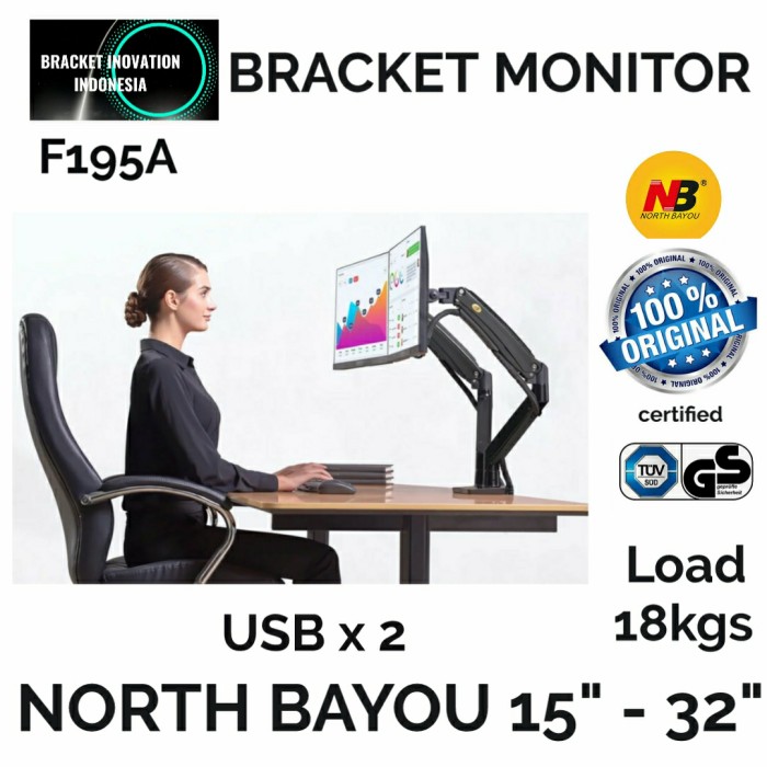 Bracket dual monitor 15 - 32 inch North Bayou NB F195A Full Motion