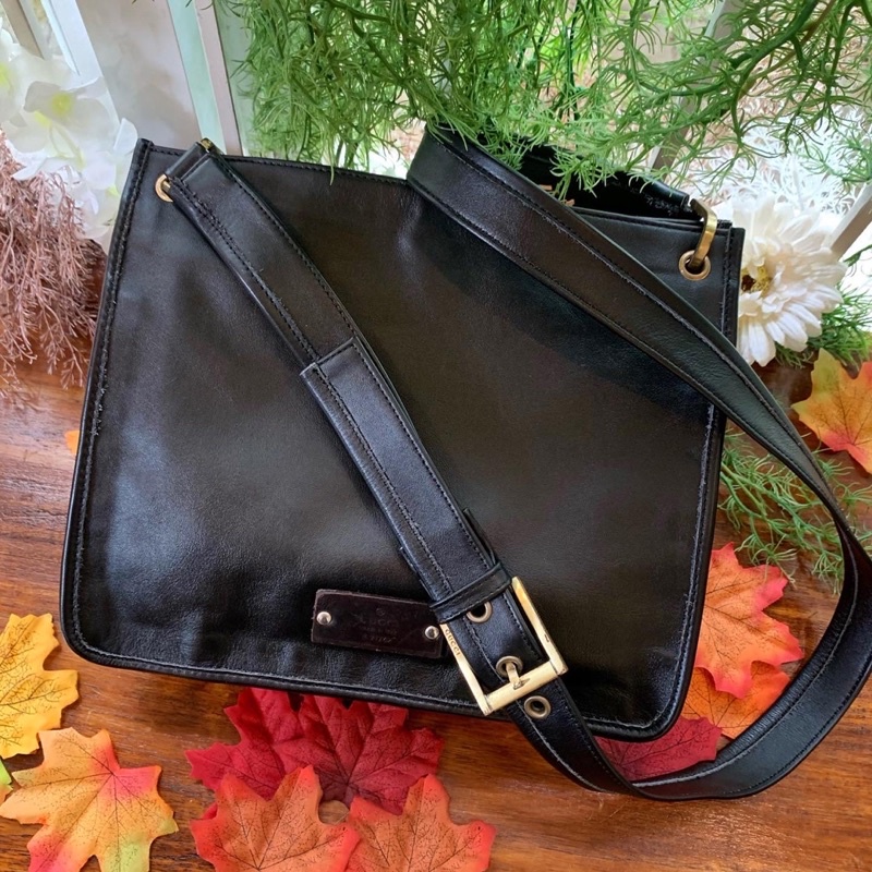 sling shoulder GUCCI authentic original ori preloved PL hitam kulit asli