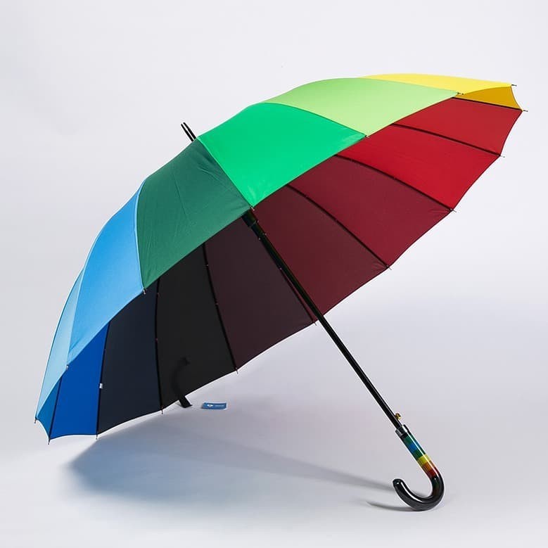 ISI 2 PCS Payung Golf Pelangi Gagang Bengkok Besar Warna Warni 16 Jari Rainbow Jumbo Umbrella