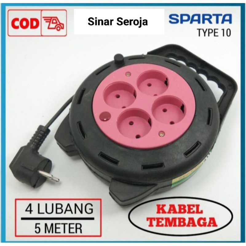 Box Kabel / Roll Colokan Kabel 4 Lubang 5 Meter SPARTA Murah