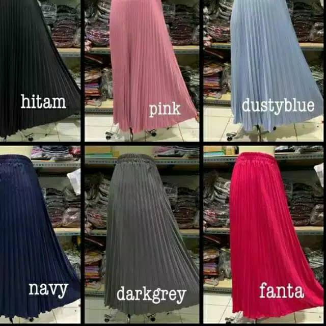 Rok plisket bahan jersy