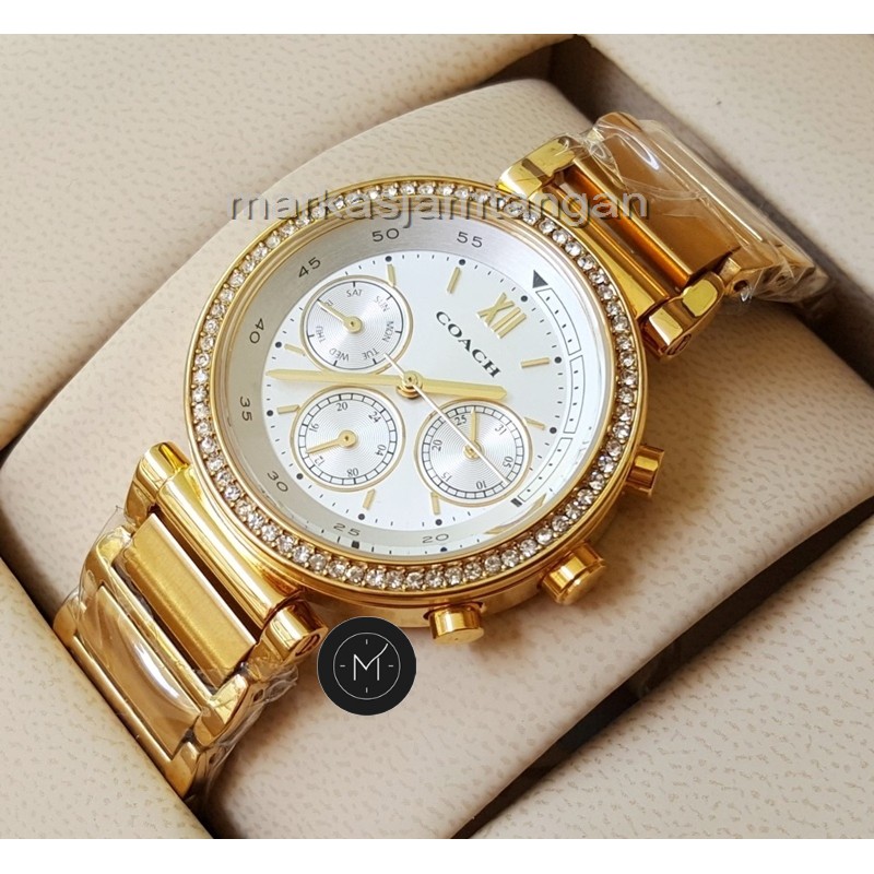 Jual Jam Tangan Wanita COACH New York Chronograph Stainless Steel Murah