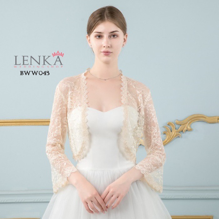 [STOK TERBATAS] OUTWEAR BOLERO PESTA AKSESORIS PENGANTIN RENDA LACE CREAM BWW045