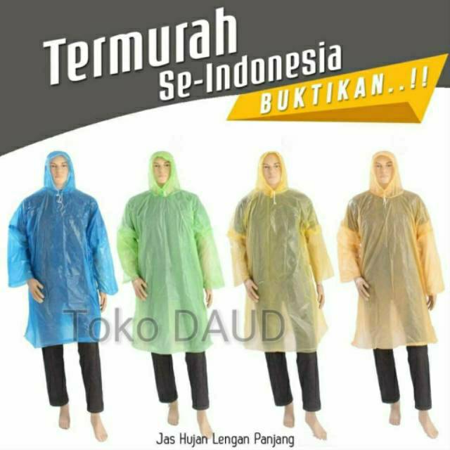 Jas Hujan Plastik Murah Poncho Lengan Plastik Motif Bintang & Polkadot APD HAZMAT