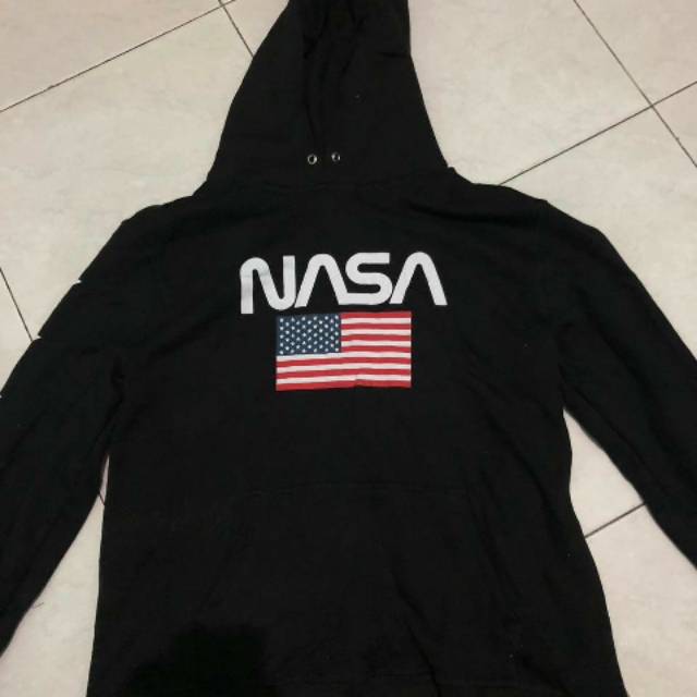 Jaket Hoodie H&M Nasa USA Flag Black