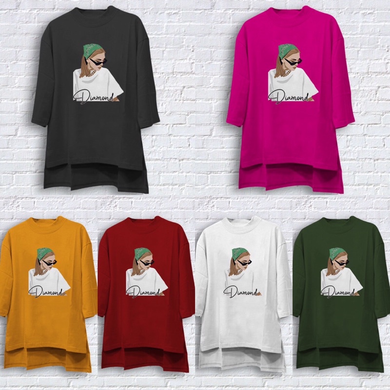 Tunik oversize Terbaru 04 Diamond Kaos Wanita Bahan Cotton Combed 24s Kaos Wanita Terbaru