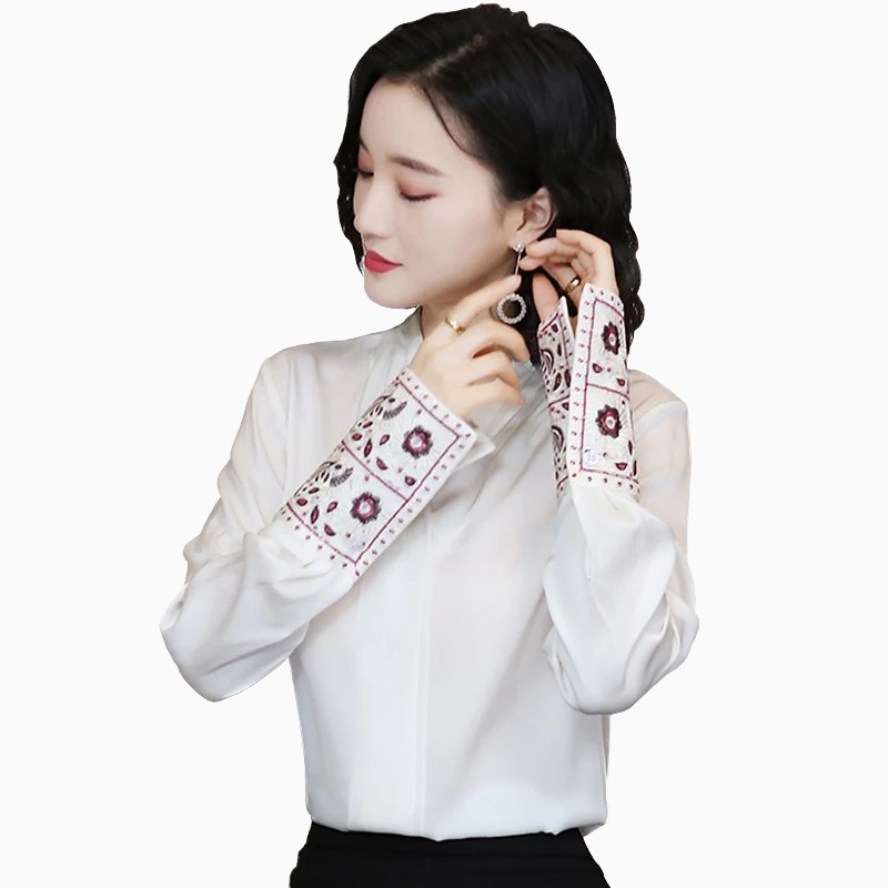 Blouse Lengan panjang Wanita Gaya Korea variasi bordir Model Terbaru - XSHOP Niceta