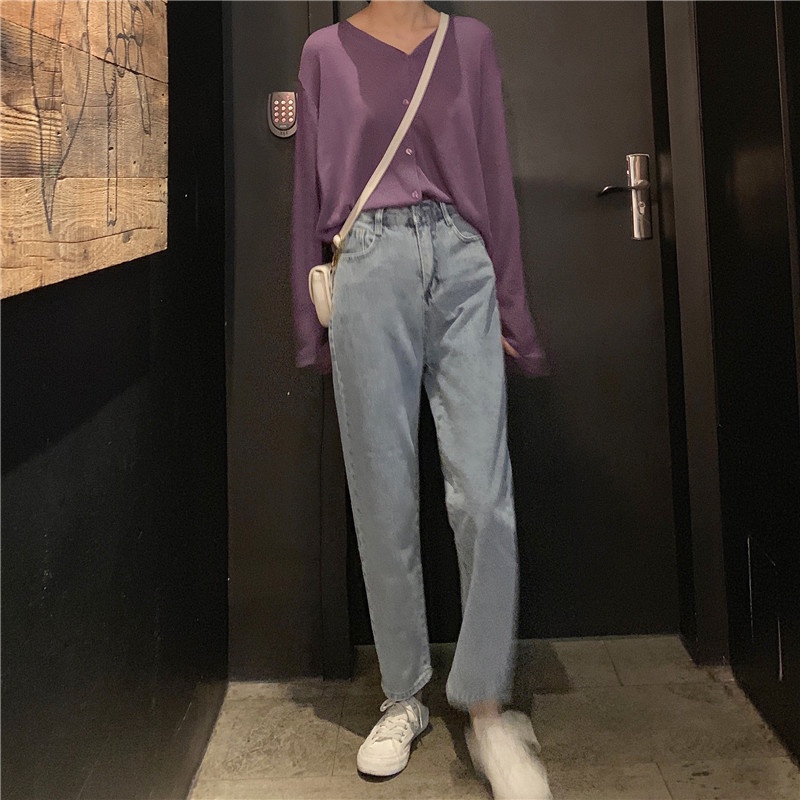 XIAOZHAINV Korean Style Highwaist Celana Jeans Wanita