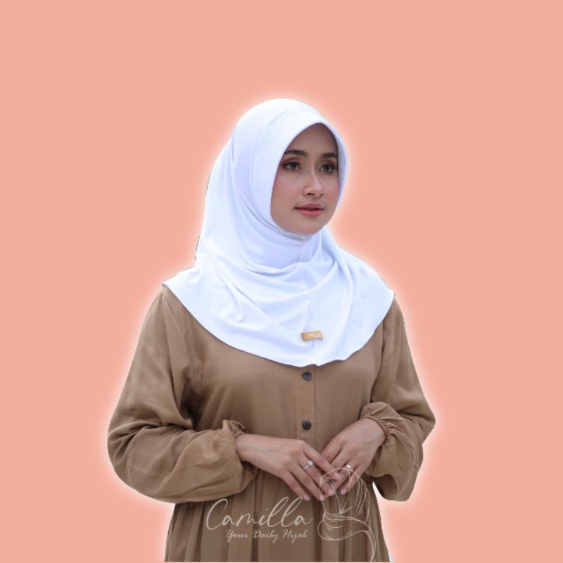 Hijab Sporty Premium Menutup Dada Kerudung Instan Olahraga Jersey - putih