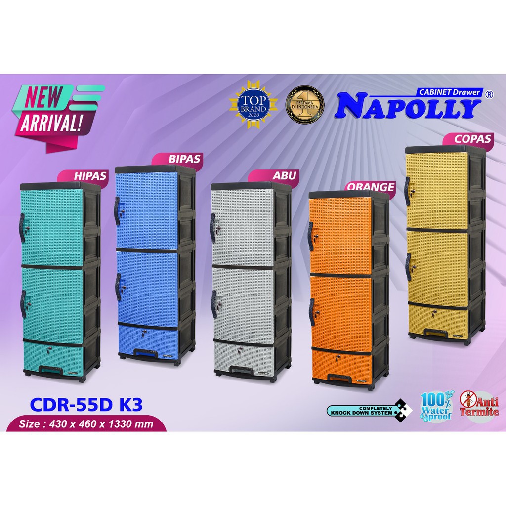 (PENGIRIMAN KHUSUS JNT/JNE/DLL) Lemari Plastik Napolly CLC 55L K3