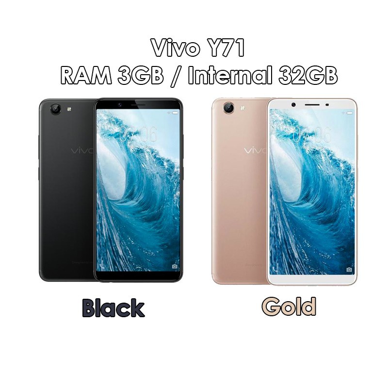 Vivo Y71 - RAM 3GB ROM 32GB (3/32) - Black Gold - Baru NEW - Resmi