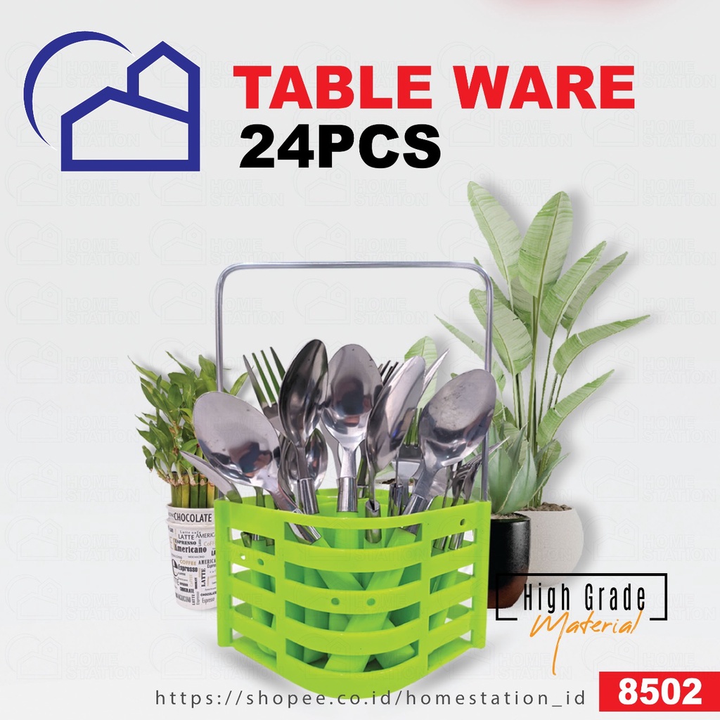 SENDOK SET TABLEWARE / Sendok Set 24pcs Tableware / Sendok Set Tableware Plastik 8502 / Sendok Set Tableware Stainless Steel 4501