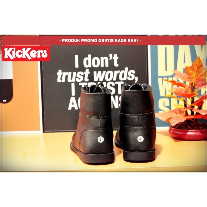 Sepatu boots casual pria kickers slim hitam