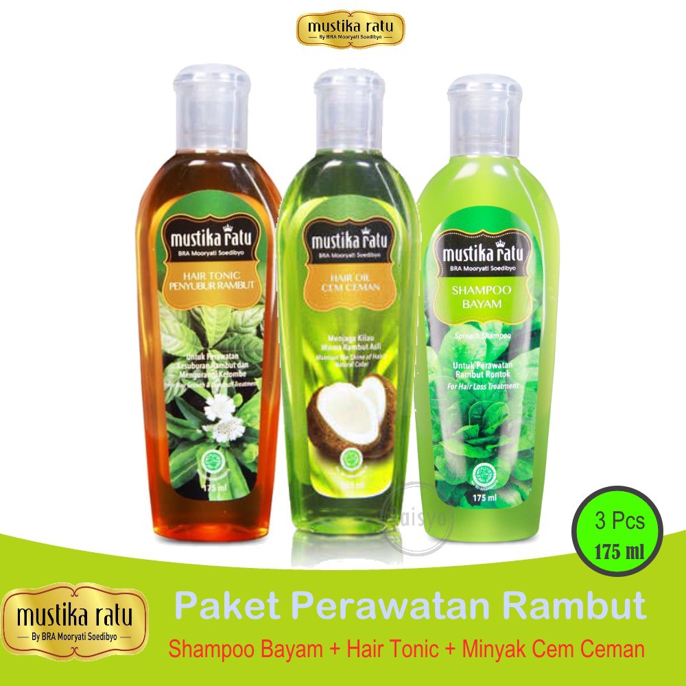 Mustika Ratu Paket Perawatan Rambut Shampoo Bayam Hair Tonic Minyak Cem Ceman 3 Pcs Shopee Indonesia