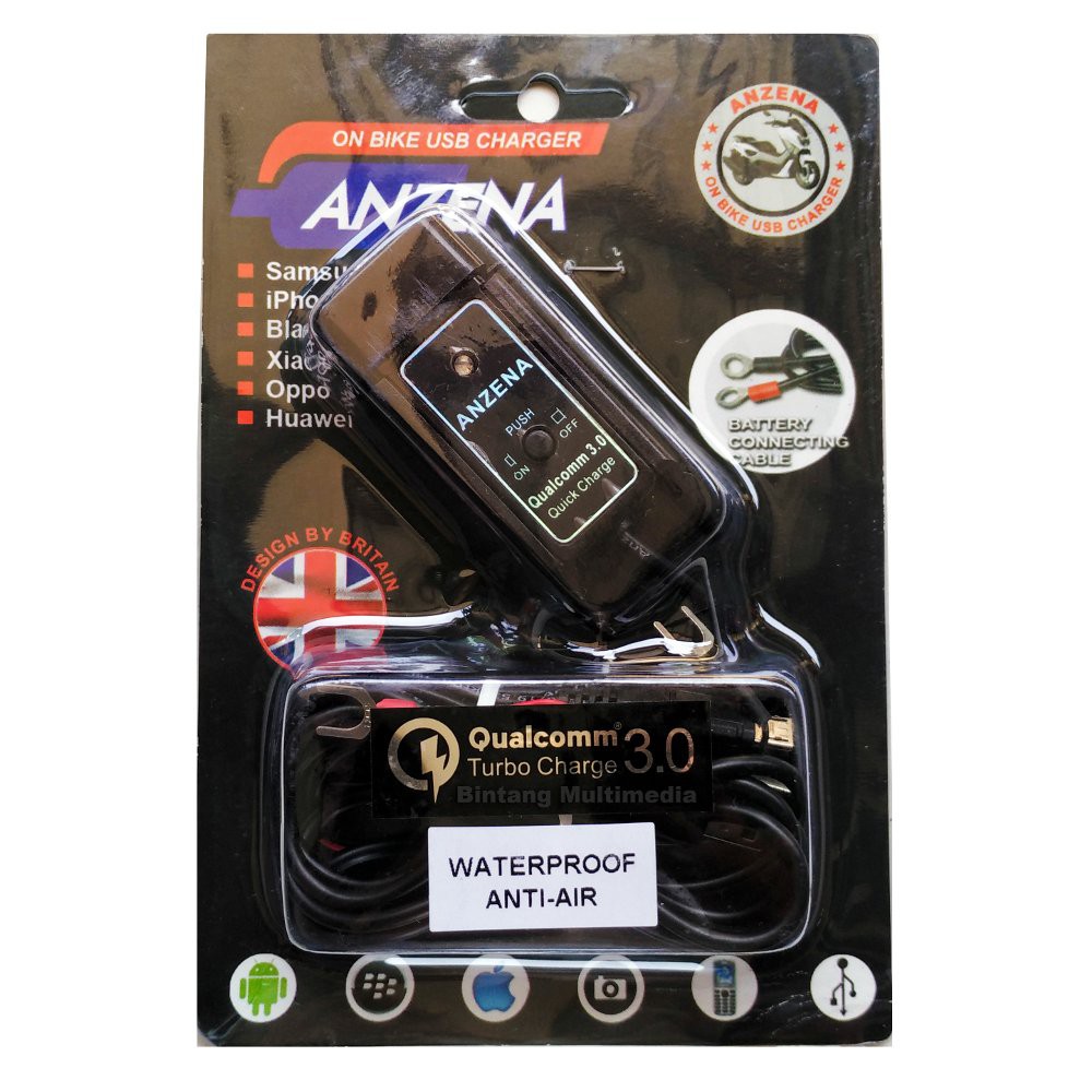 Anzena Charger 2A Qualcomm 3.0 Fast Charging Turbo Charger Waterproof