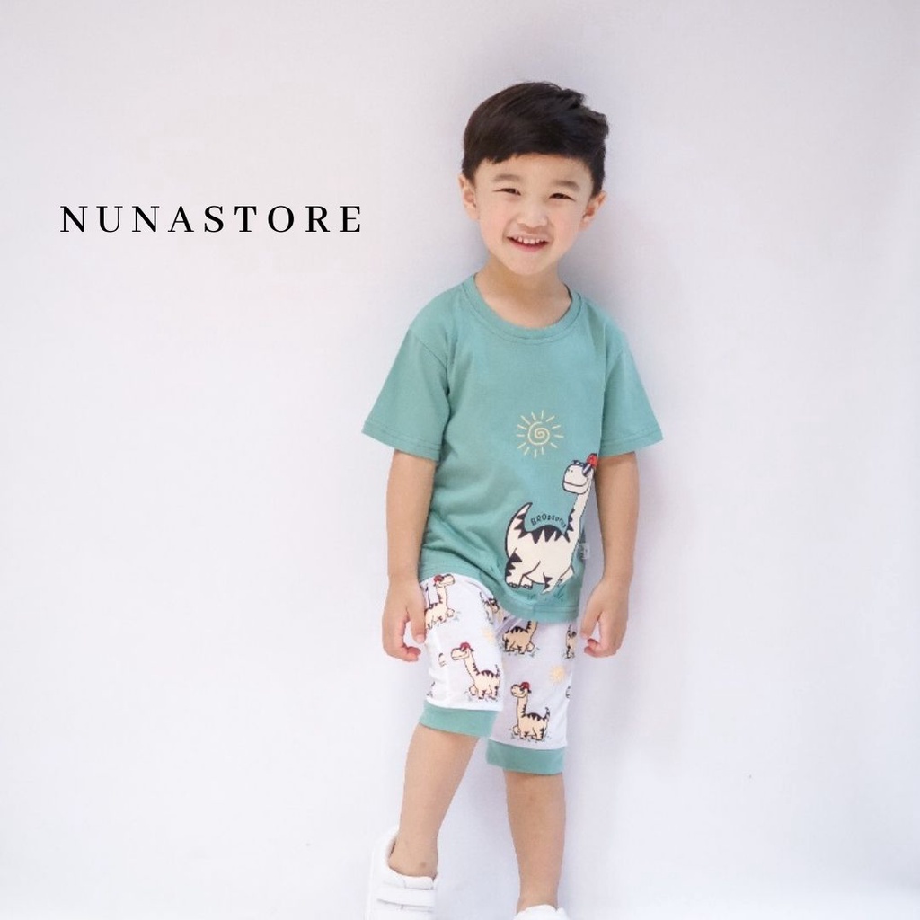 Nuna Store Motif Brosaurus / Setelan Baju Bayi / Anak Bayi Laki-laki Usia 6 Bulan - 3 Tahun Baju Setelan Anak