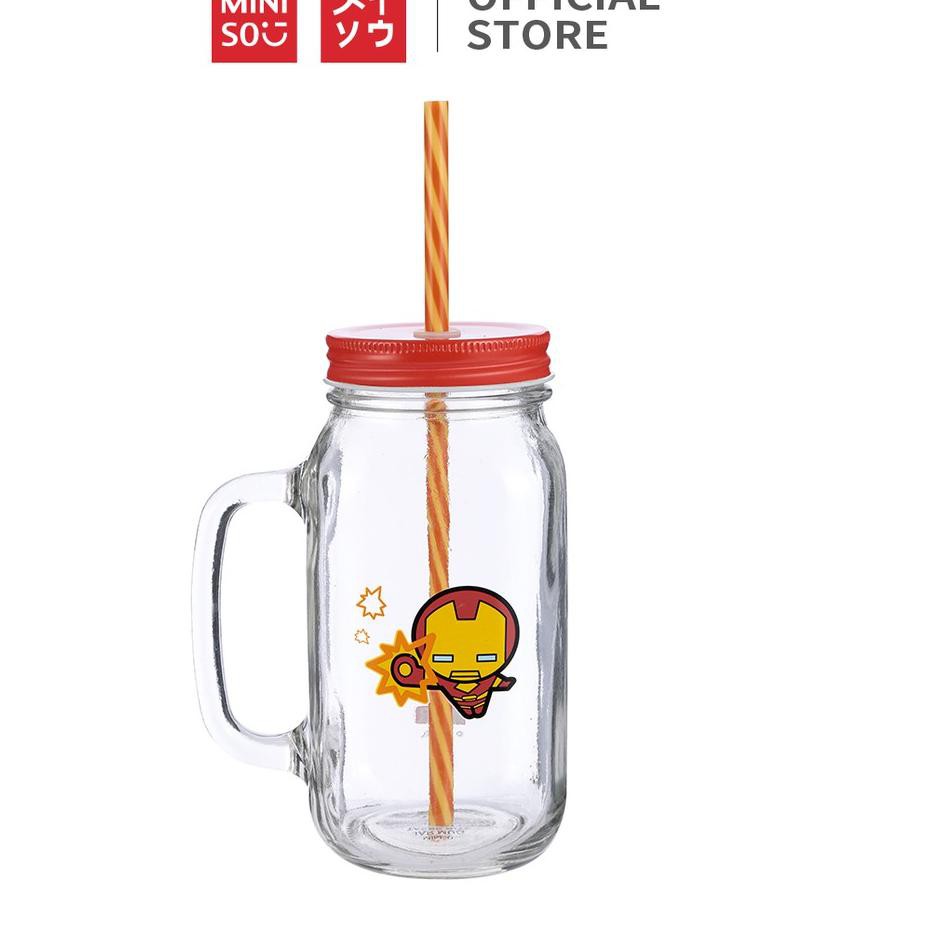 PROMO 5.5 MINISO Marvel Botol Minum Tumbler Tempat Air  Sedotan Straw Kaca  Jar Mug Gelas Water Bott