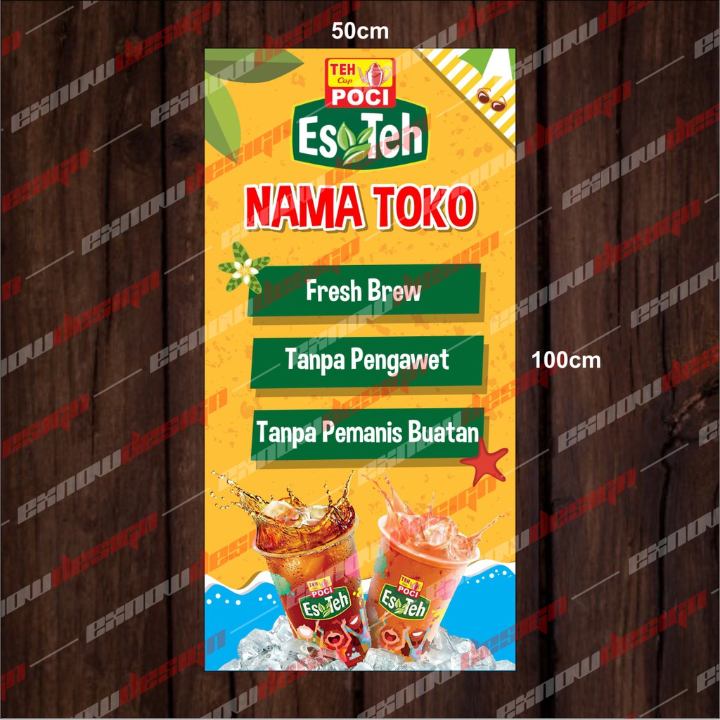 Jual Spanduk Banner Teh Poci Custom Nama ukuran 50x100 Indonesia|Shopee