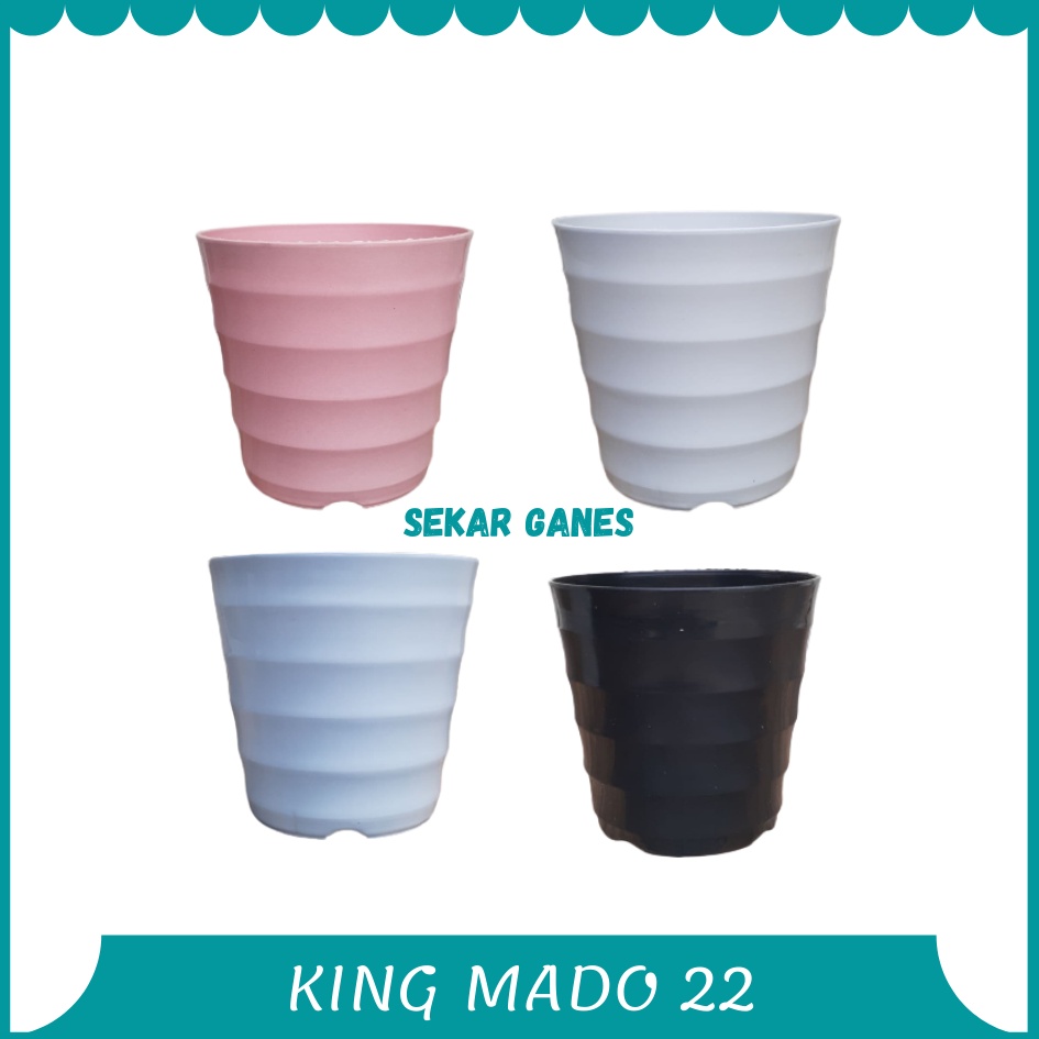 Pot King Mado 22 Putih Biru Pink Hitam Pastel Diameter 18 Cm Pot Plastik Murah Lucu Pot Mado Lovenia 10 12 18 22 27 Tebal Bagus