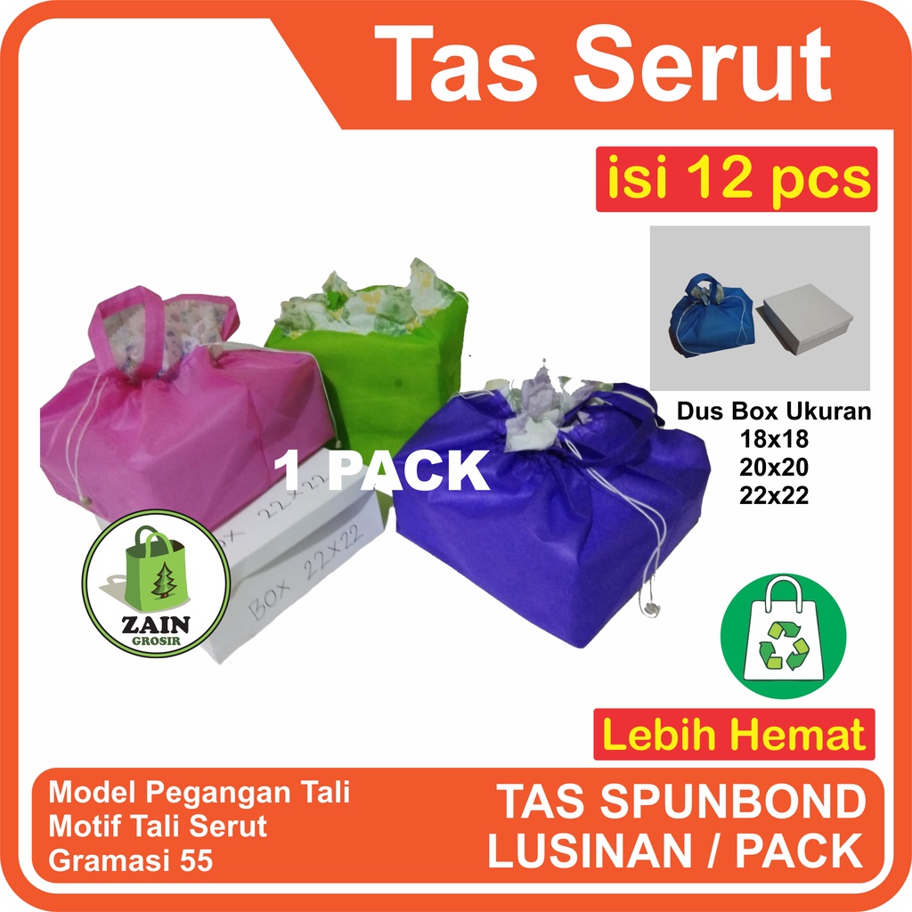 

isi 1 Lusin 18x18 cm Tas SERUT / Kantong/ kotak nasi/ pengajian/ aqiqah,dus