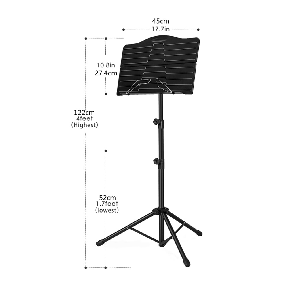 Stand Tripod Lipat Ringan Tinggi Adjustable Bahan Absaluminium Alloy Untuk Partitur Musik