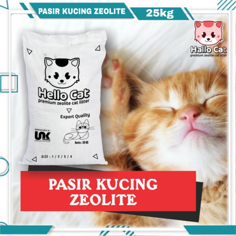 Pasir Kucing ZEOLIT 25kg / Pasir Zeolite Merek Hallo Cat / Hello Cat No.1 No.2 Via Ojol