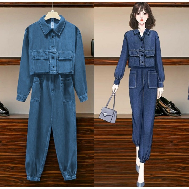 FWG - STELAN JEANS REMIA / SET / SETELAN WANITA / ONE SET WANITA / BAJU SETELAN