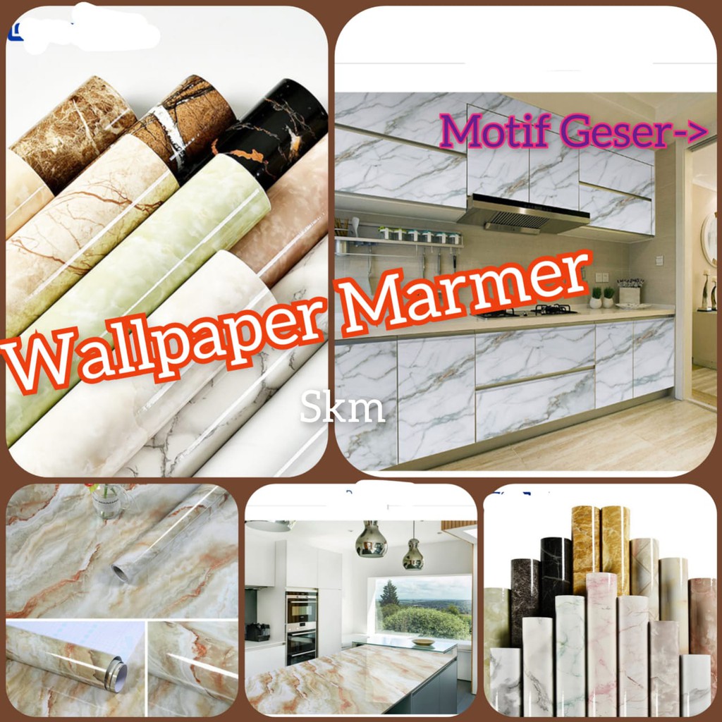 WALL PAPER WALLPAPER WALPAPER WALLPEPER MOTIF MARMER ALUMIUM FOIL ANTI MINYAK ANTI PANAS STIKER STIC