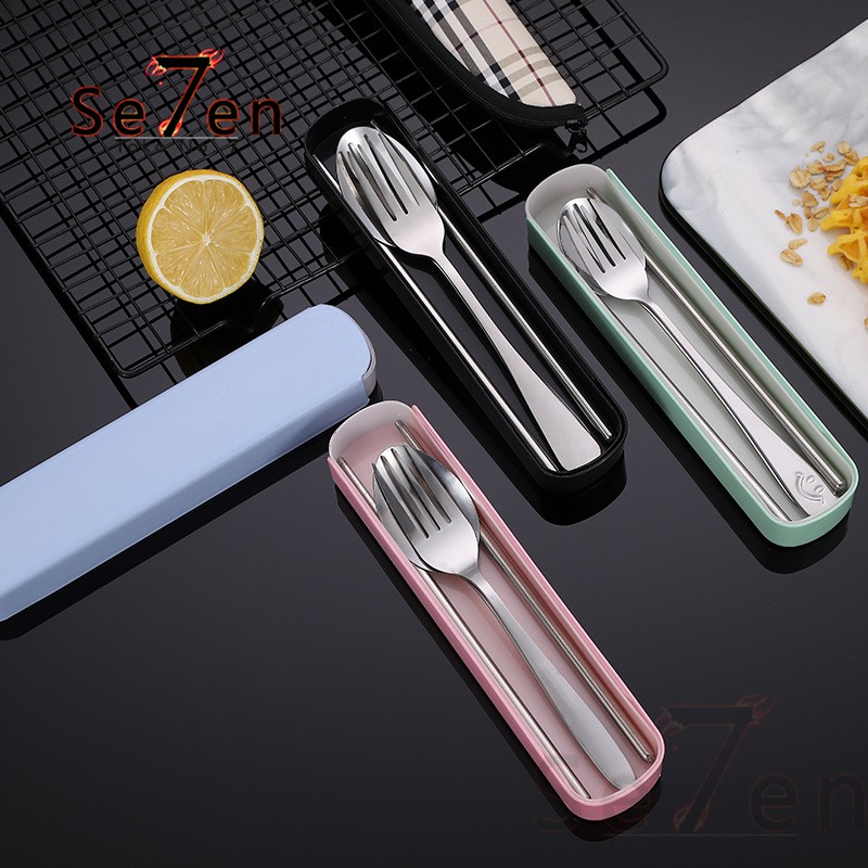 Stainless Sendok Garpu Sumpit set Sendok Makan Set Spoon Travel Set