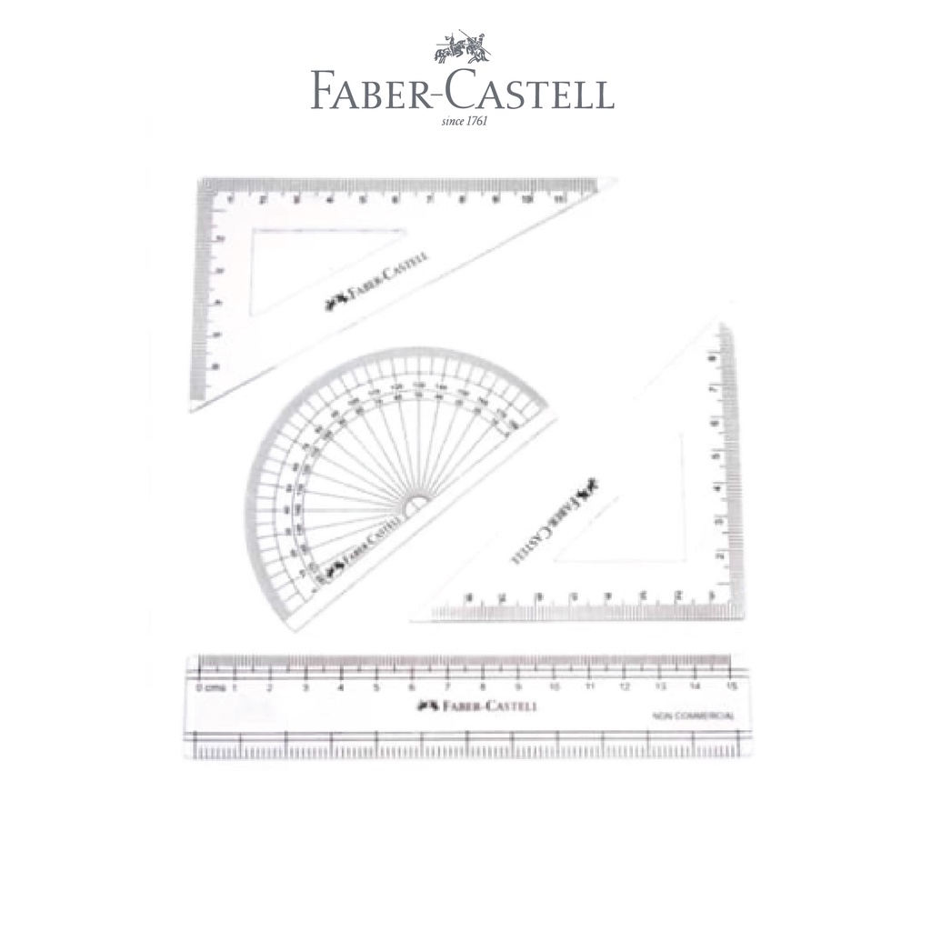 Faber-Castell Mathematical Drawing Instrument Penggaris Busur Segitiga - Gambar 2