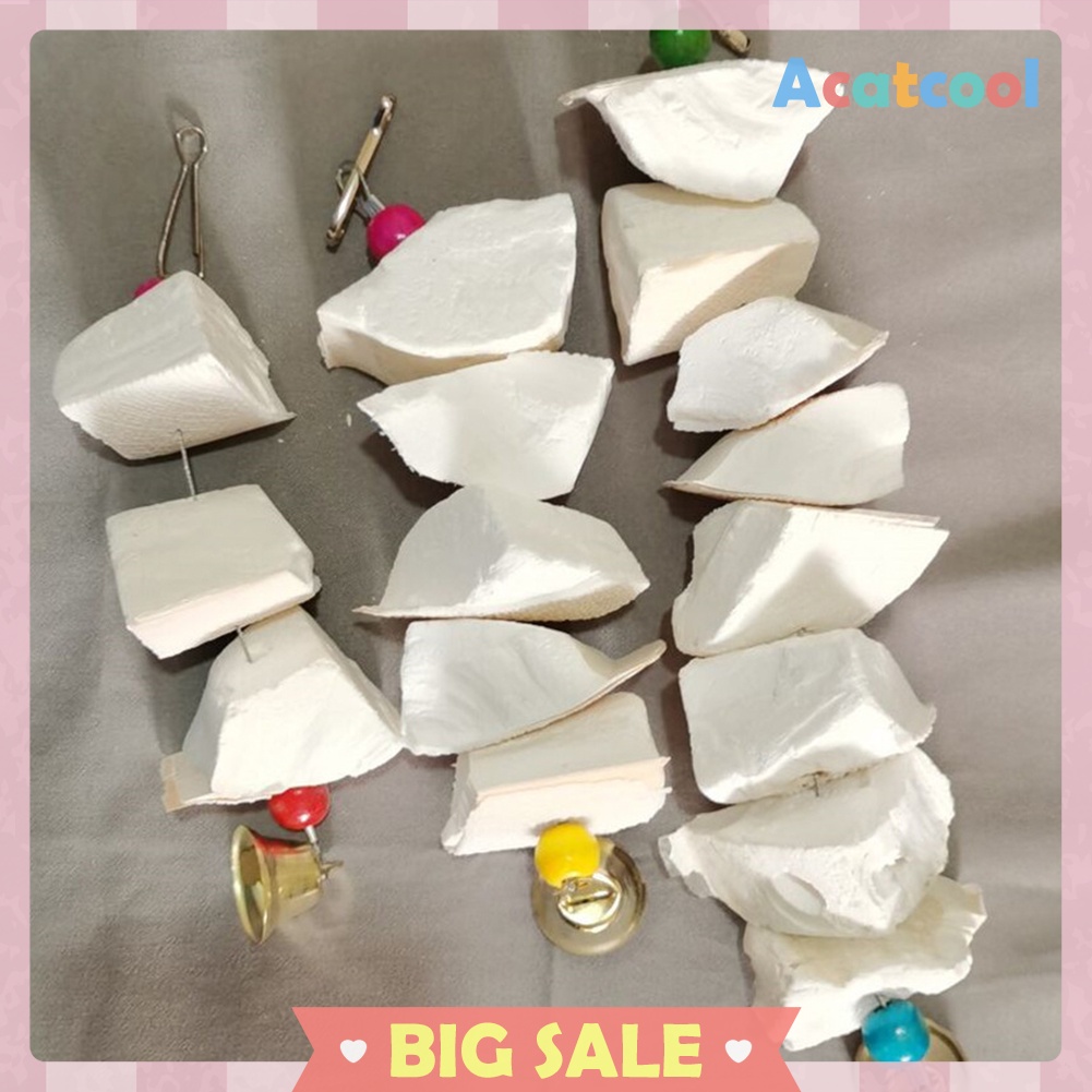 Cuttlefish Bones Hanging Bell Calcium Supplements Pet Parrot Molars Toys