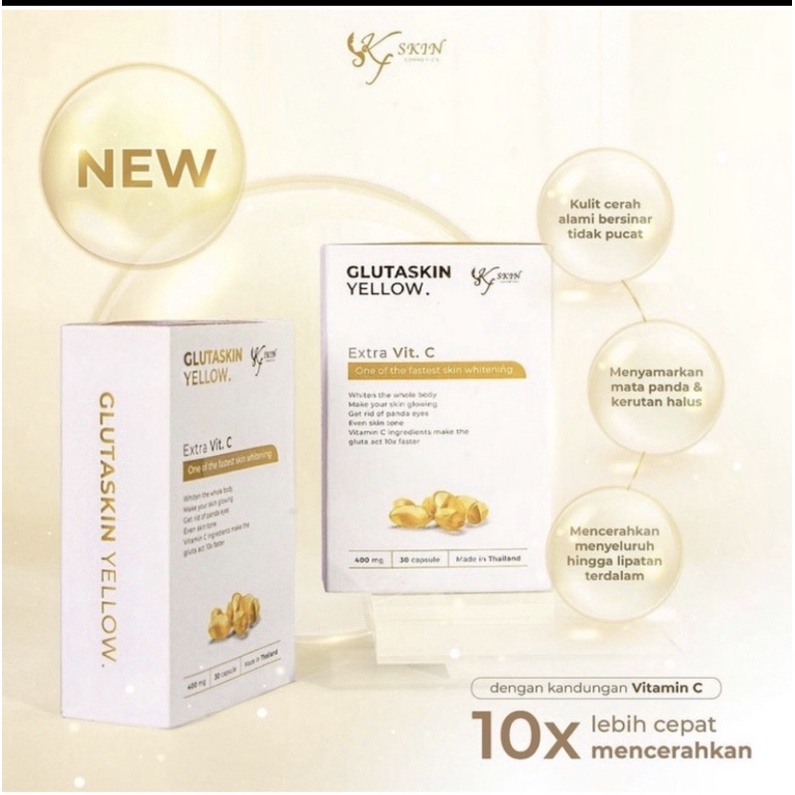 GLUTA SKIN Yellow KF Skin Kapsul Pemutih Badan isi 30pcs Original
