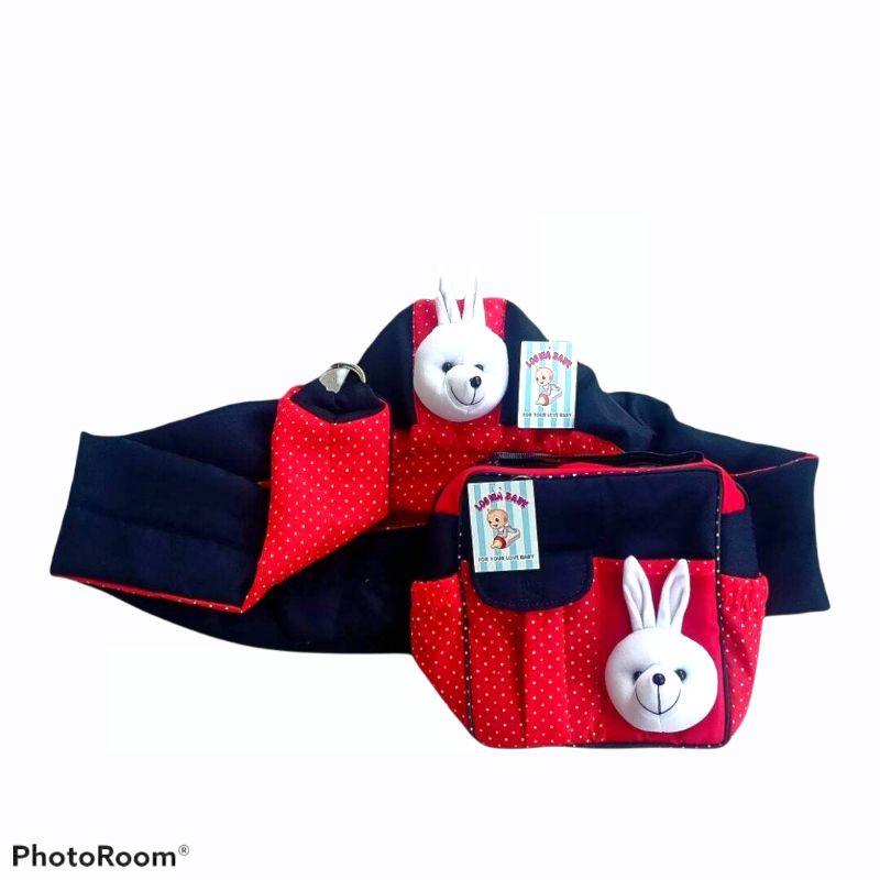 gendongan bayi topi kerut &amp; tas bayi kecil (1 set)