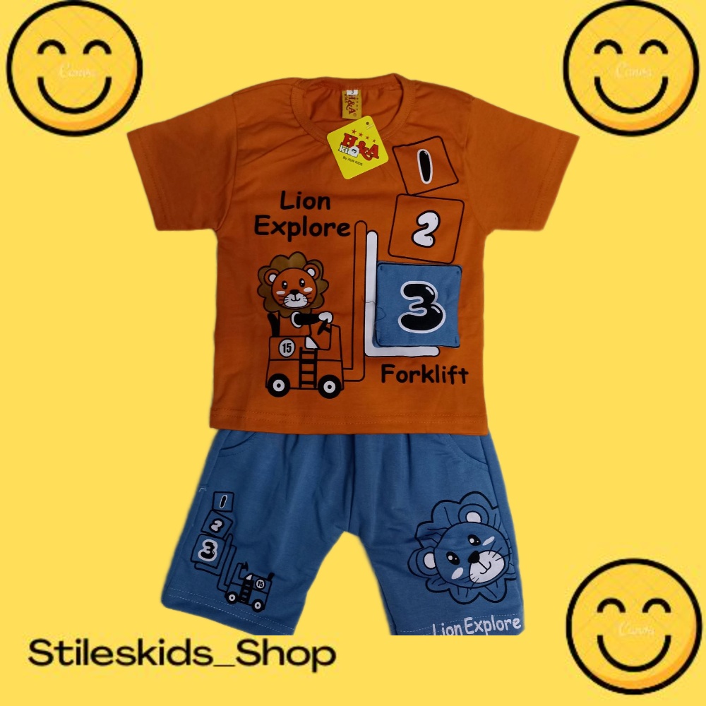 Setelan Kaos Pendek Anak Laki Laki Cowok Usia Balita l Xun Kids Premium