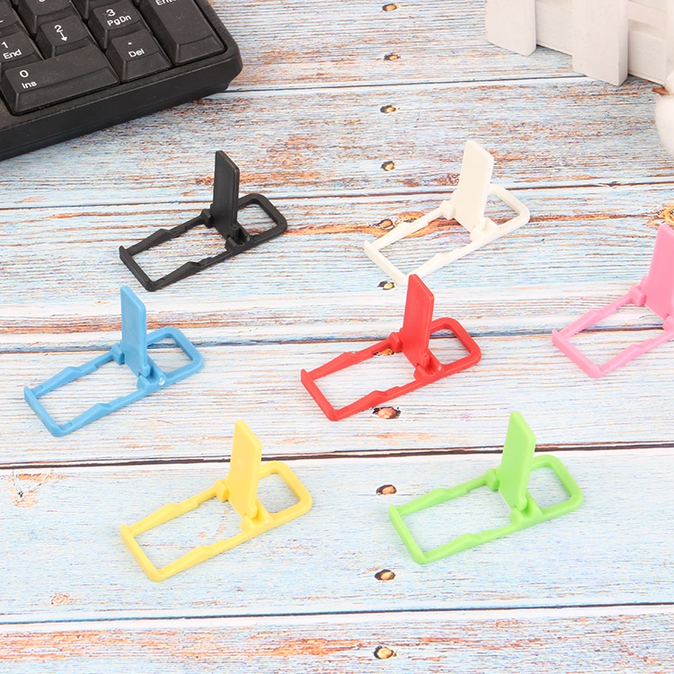 Bracket Stand Holder Handphone Universal Bentuk L Bahan Plastik Warna-Warni Bisa Dilipat