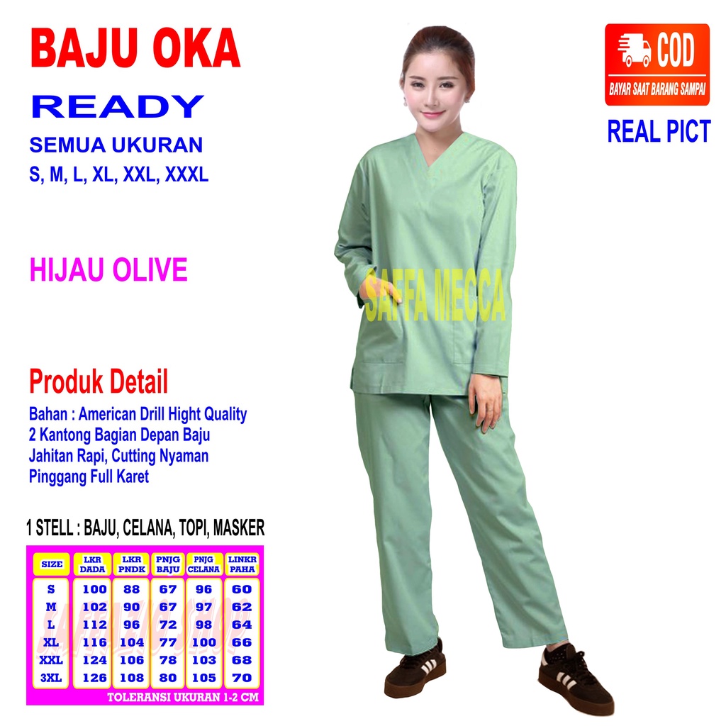 Baju Oka Lengan Panjang  Baju Oka  Scrub Perawat  Baju Jaga  Baju Oka  Baju OK  Baju Perawat  Pria  Wanita Harga Murah Terbaru Lengan Panjang COD