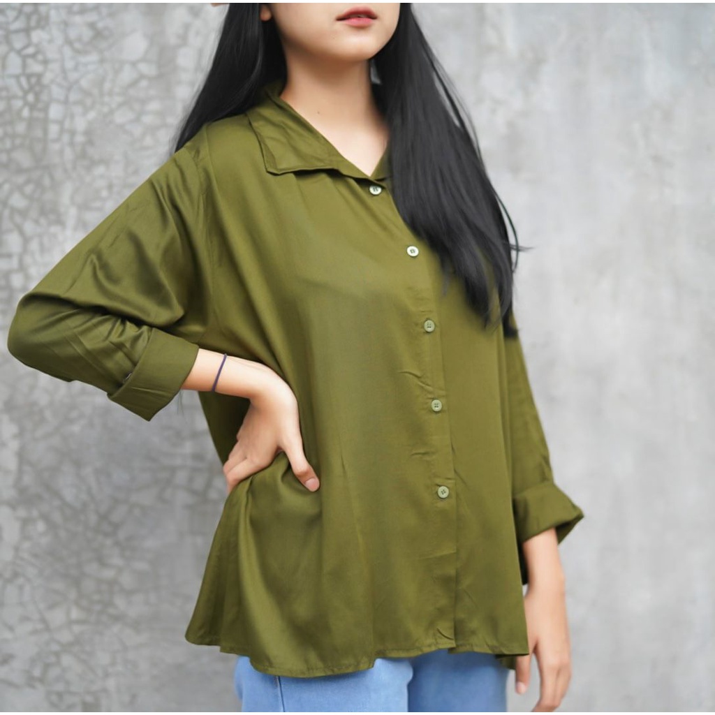 BEFAST - ZFS OOTD Wanita Kemeja AIMIRA / ZODYA OVERSIZE XXL RAYON TWILL SHIRT / Kemeja Lengan Panjang / Kem Oversize Kekiniaan Remaja / Kemeja Polos / Terlaris / Fashion Kantor