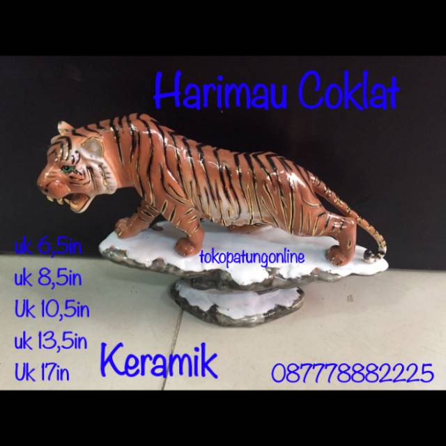 Patung Harimau Macan Keramik Coklat