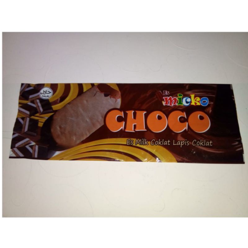 

Bungkus Kemasan Plastik Es Krim Es Loli / Es Stik Lapis MICKO CHOCO