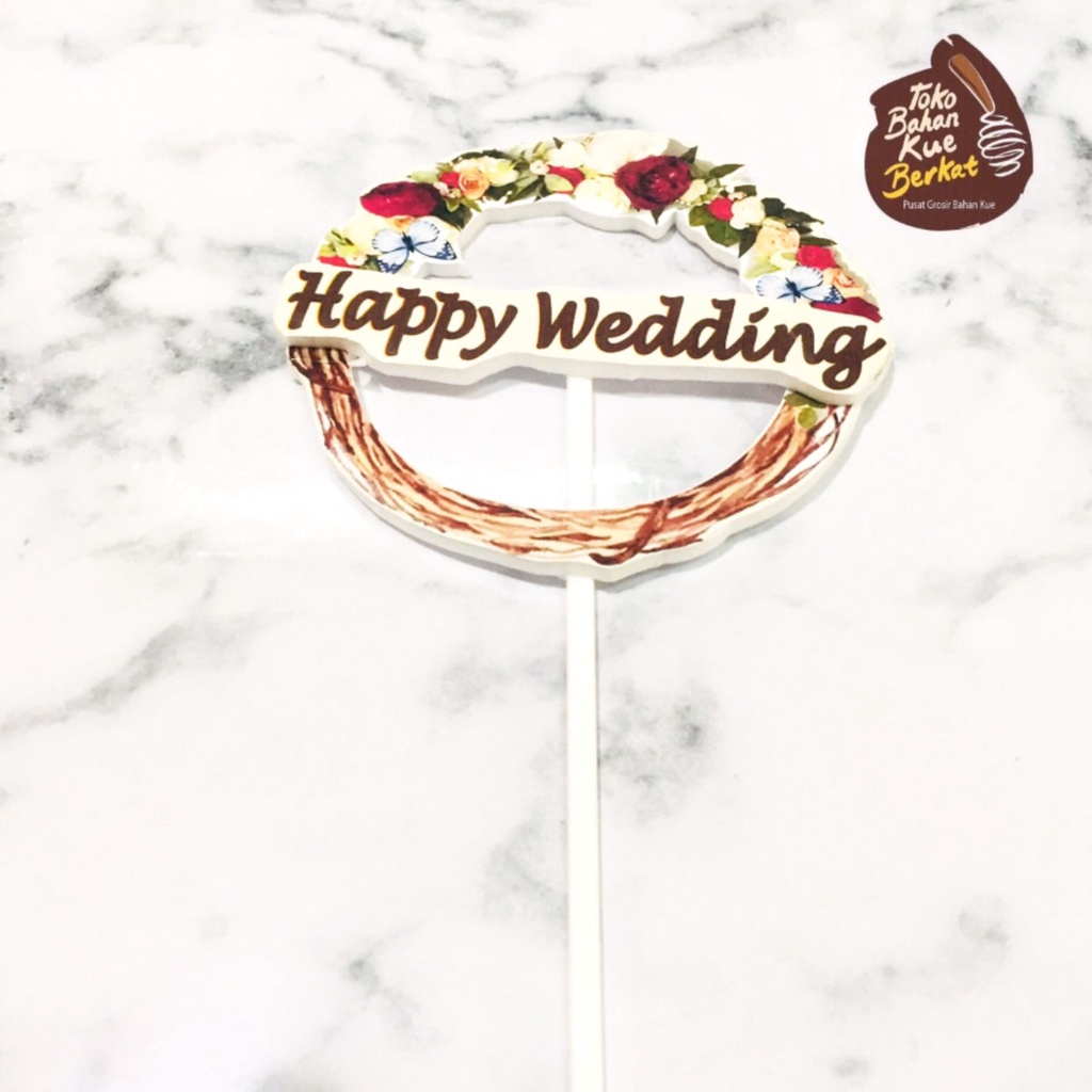 TOPPER HAPPY WEDDING 3D / TOPPER CAKE WEDDING / TOPPER TUSUK CAKE