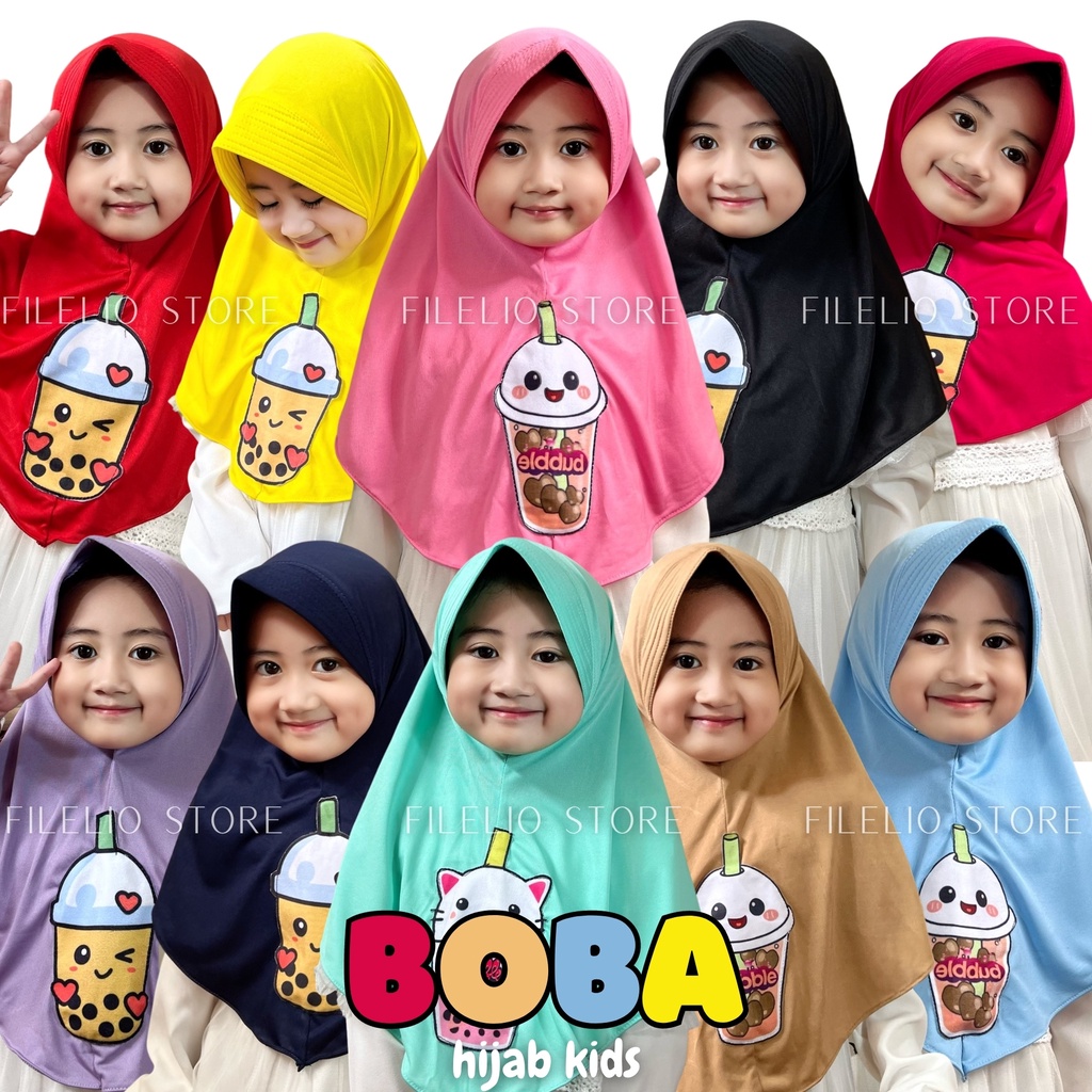 Terbaru Jilbab Anak Boba Lucu / Hijab Boba Anak / Kerudung Instan Boba Anak / Bergo Anak Boba / Jilbab Jersey Anak Boba