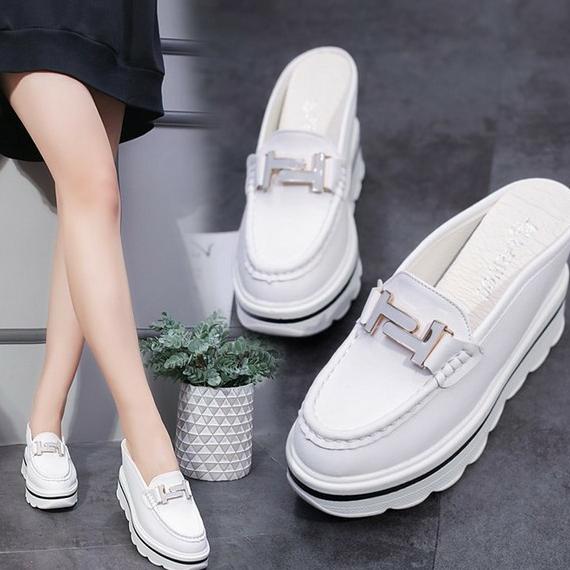 KODE SL769 White-9cm-wedges putih 9cm-wedges mules import TERHEBOH