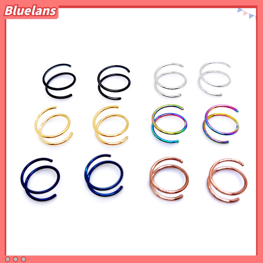 2pcs Cincin Tindik Hidung Bahan Stainless Steel Tahan Korosi Untuk Wanita