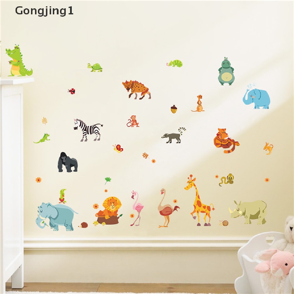 Gongjing1 Stiker Dinding Motif Monyet / Gajah / Kuda Untuk Dekorasi Kamar Anak