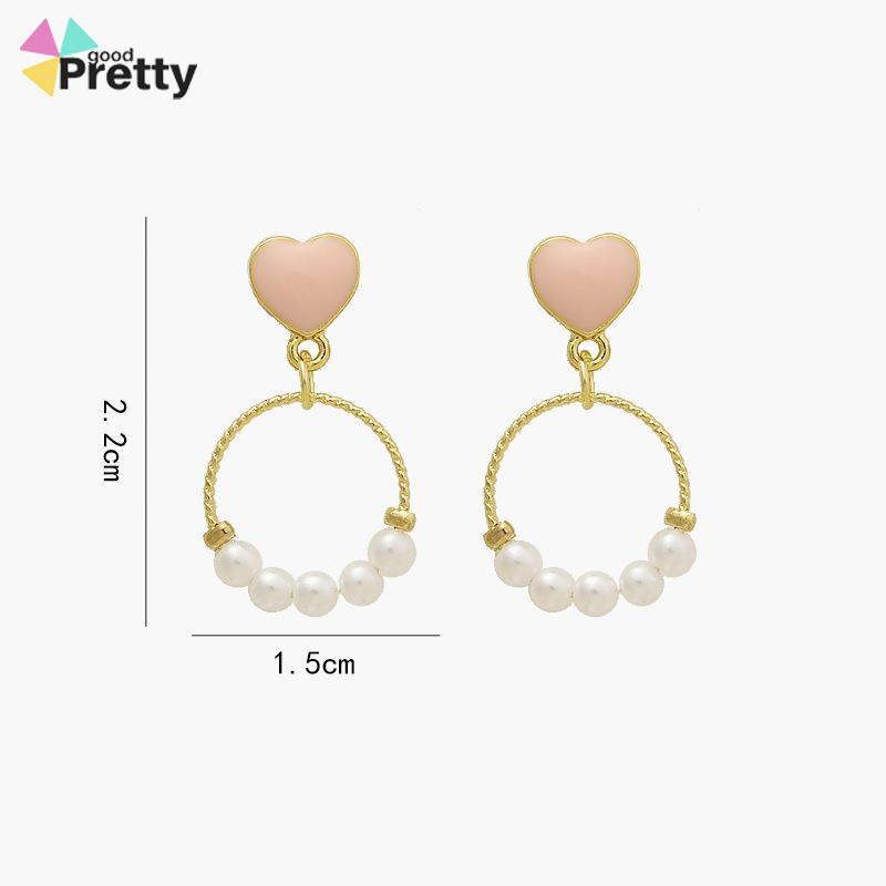 Anting geometris cincin kecil anting -anting mutiara cinta manis - PD