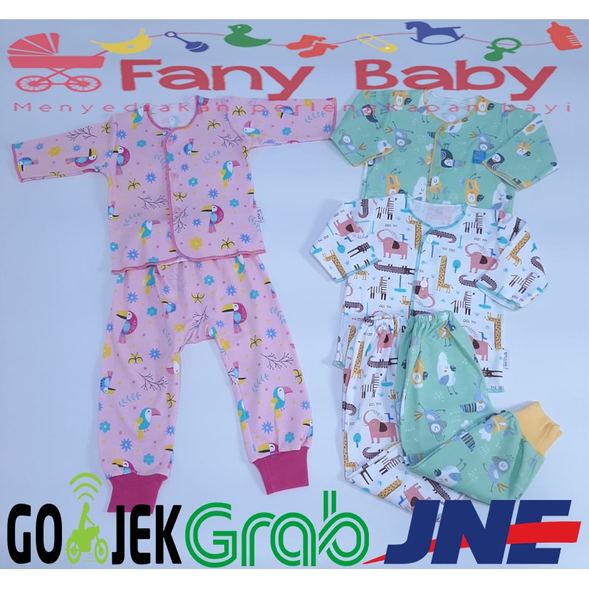 Little Queen Setelan Lengan Panjang Kancing Depan Celana Panjang Isi 3 Pcs