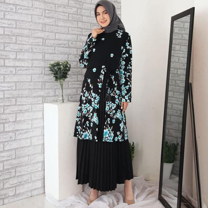 TERMURAH Baju Atasan Muslim Tunik Jersey free Belt 8364 - Red